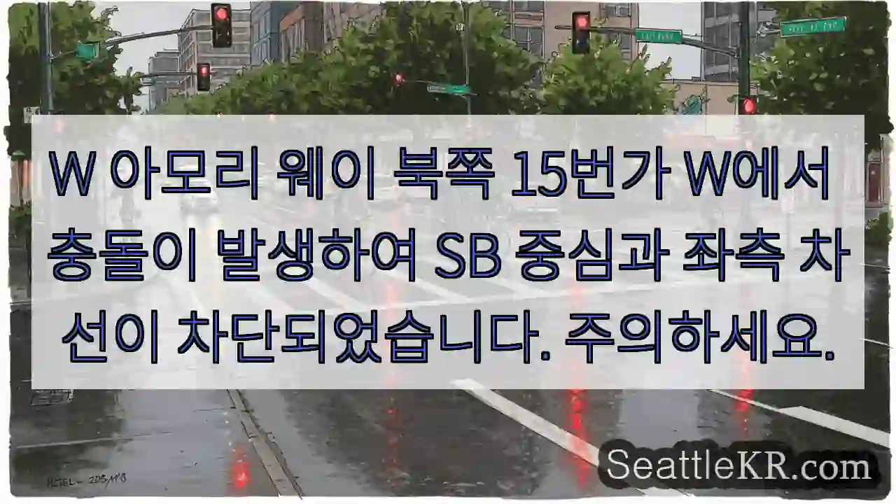 W 아모리 웨이 북쪽 15번가 W에서 충돌이 발생하여 SB 중심과 좌측 차선이