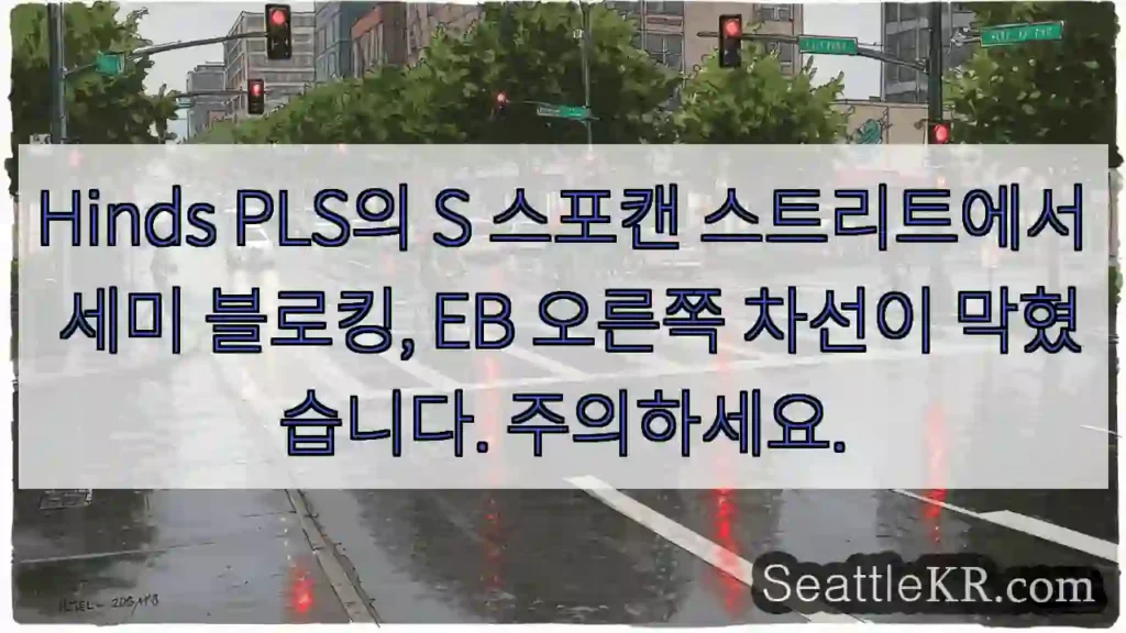 Hinds PLS의 S 스포캔 스트리트에서 세미 블로킹, EB 오른쪽 차선이 막혔습니다.
