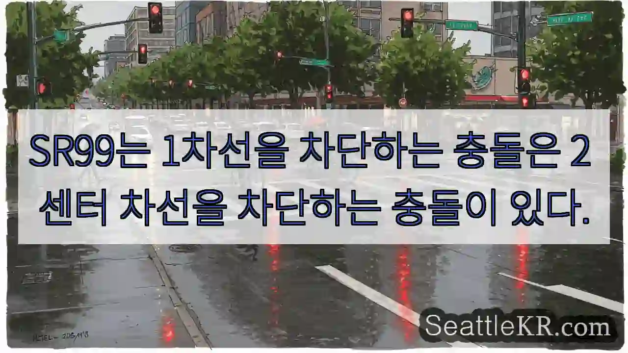 SR99는 1차선을 차단하는 충돌은 2 센터 차선을 차단하는 충돌이 있다.