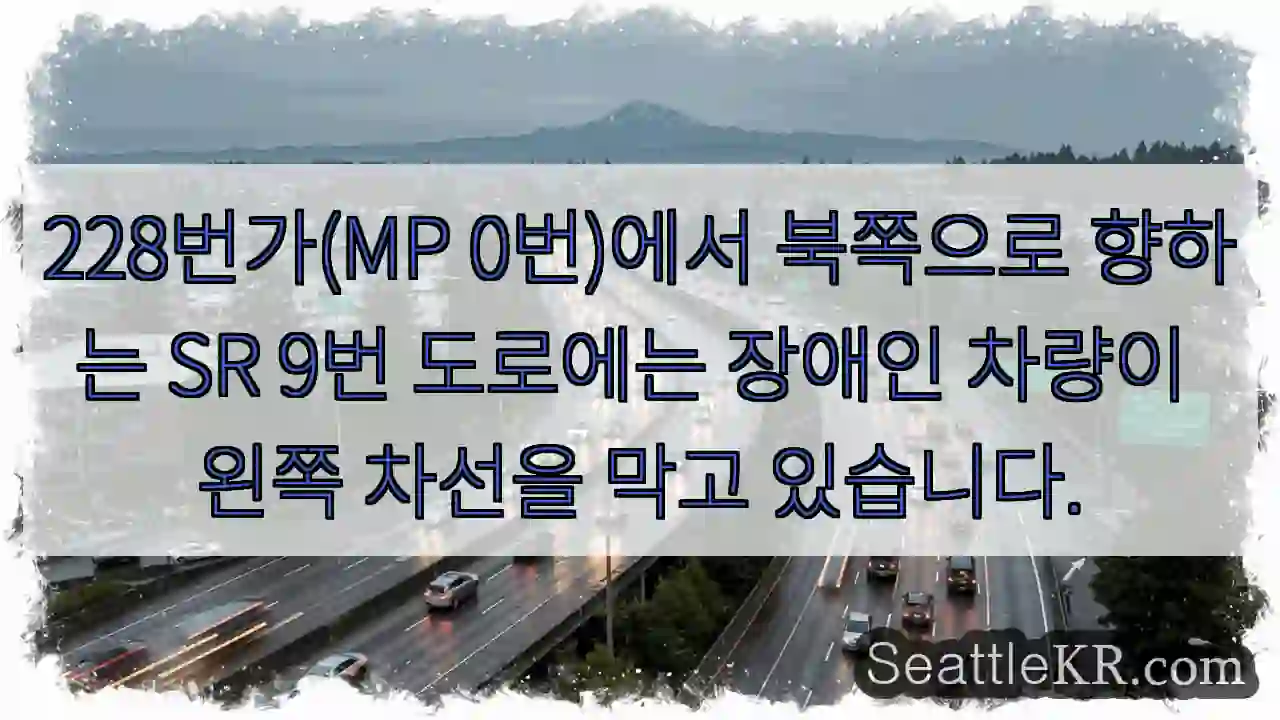 228번가(MP 0번)에서 북쪽으로 향하는 SR 9번 도로에는 장애인 차량이 왼쪽 차선을