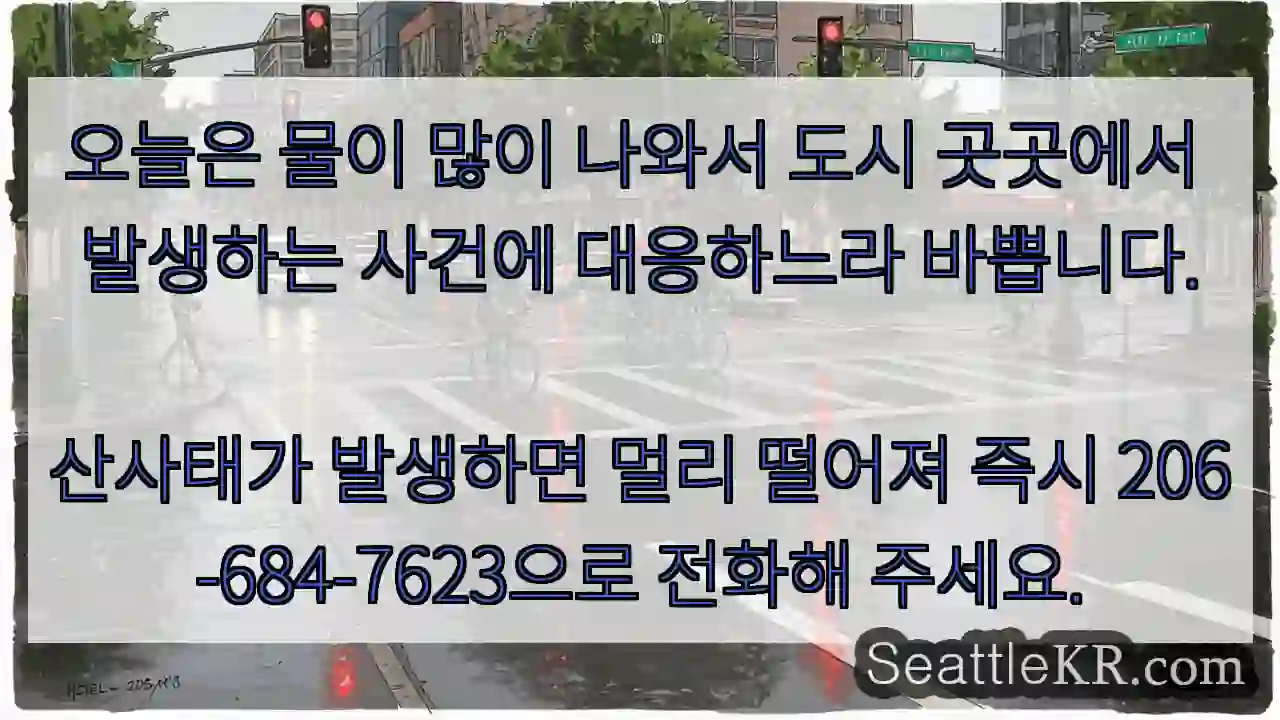 오늘은 물이 많이 나와서 도시 곳곳에서 발생하는 사건에 대응하느라 바쁩니다.산사태가