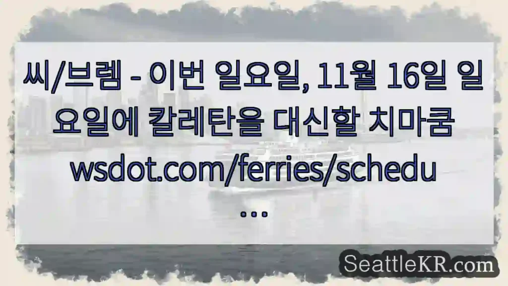 씨/브렘 - 이번 일요일, 11월 16일 일요일에 칼레탄을 대신할