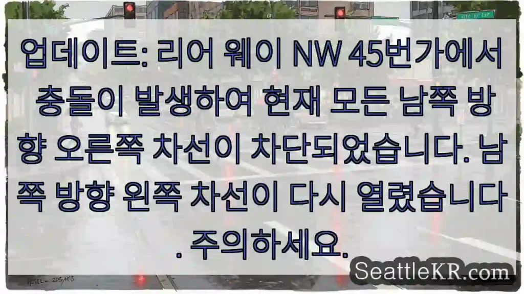 업데이트: 리어 웨이 NW 45번가에서 충돌이 발생하여 현재 모든 남쪽 방향 오른쪽