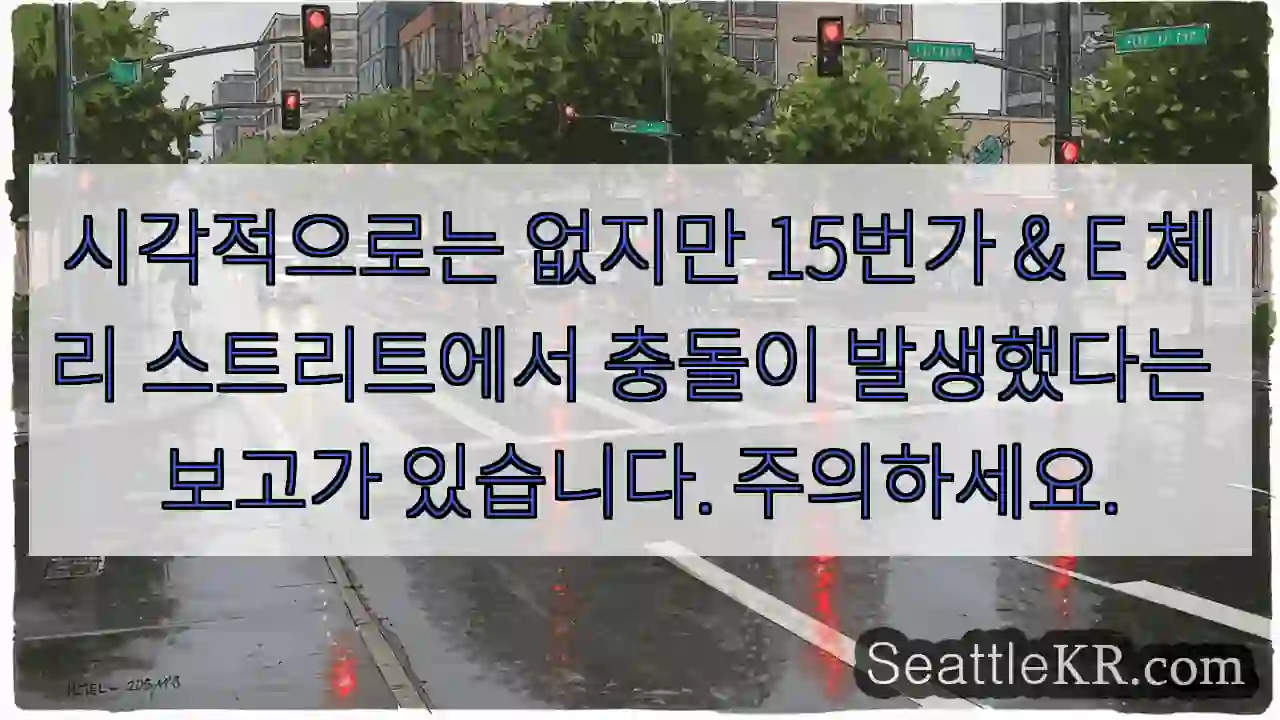 시각적으로는 없지만 15번가 & E 체리 스트리트에서 충돌이 발생했다는 보고가 있습니다.