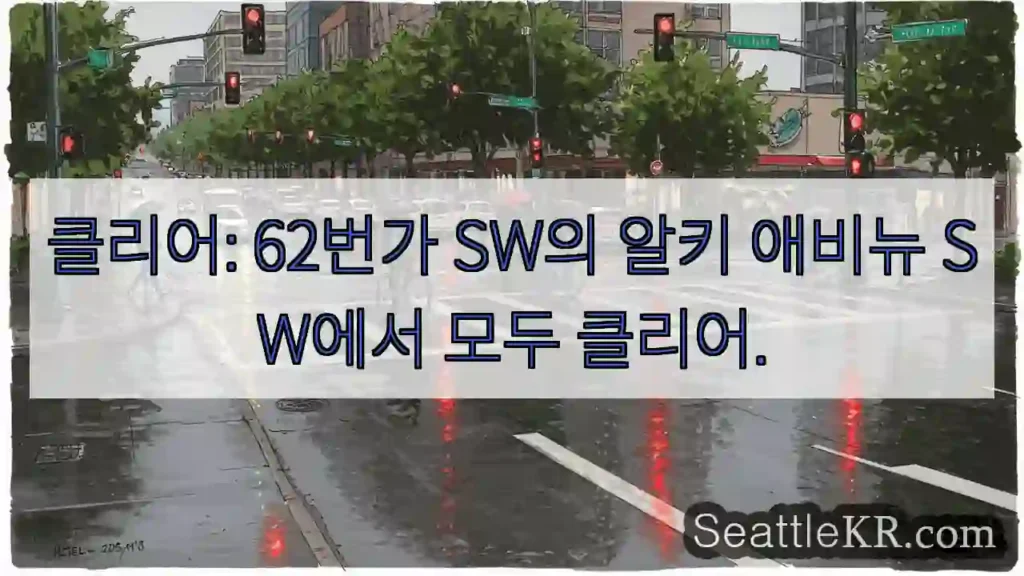 클리어: 62번가 SW의 알키 애비뉴 SW에서 모두 클리어.