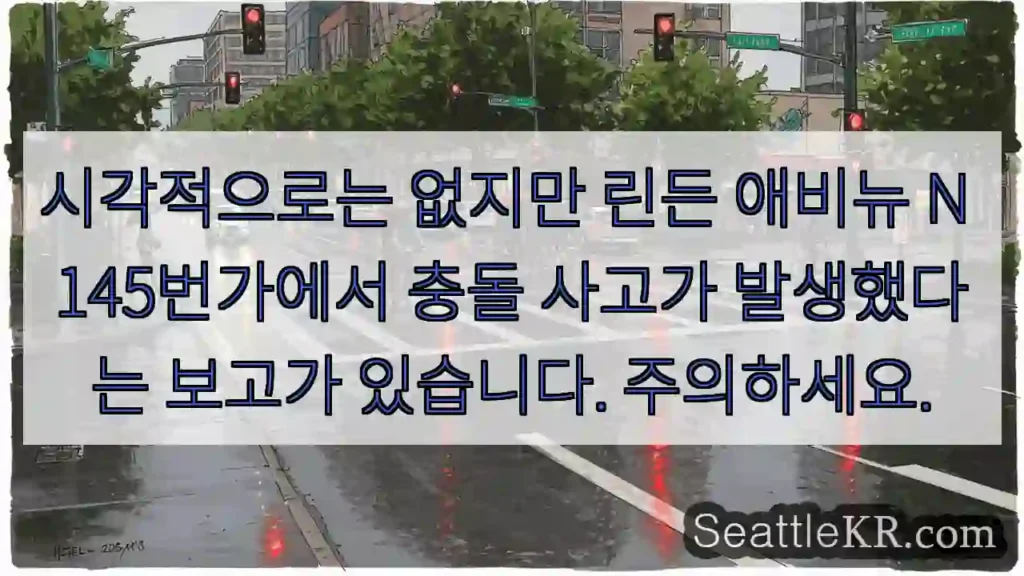 시각적으로는 없지만 린든 애비뉴 N 145번가에서 충돌 사고가 발생했다는 보고가