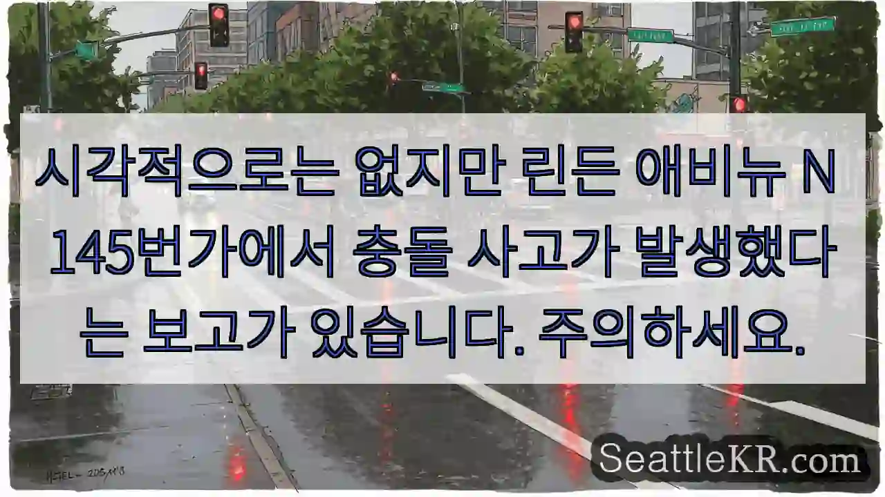 시각적으로는 없지만 린든 애비뉴 N 145번가에서 충돌 사고가 발생했다는 보고가