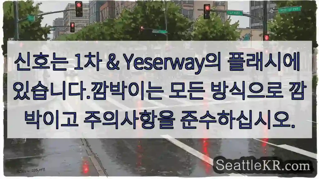 신호는 1차 & Yeserway의 플래시에 있습니다.깜박이는 모든 방식으로 깜박이고