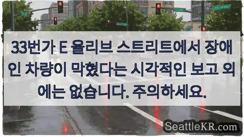 33번가 E 올리브 스트리트에서 장애인 차량이 막혔다는 시각적인 보고 외에는 없습니다.