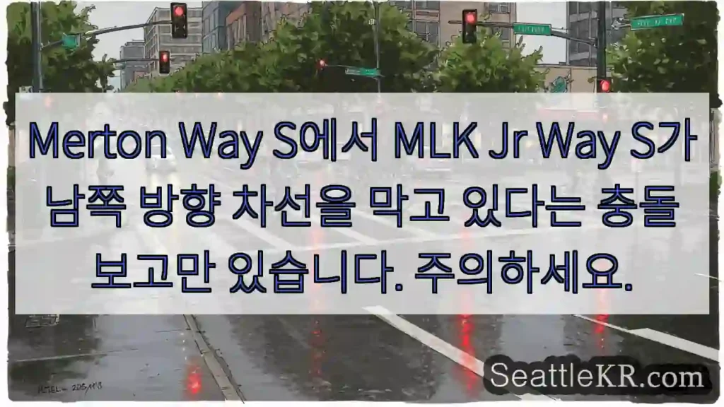 Merton Way S에서 MLK Jr Way S가 남쪽 방향 차선을 막고 있다는 충돌