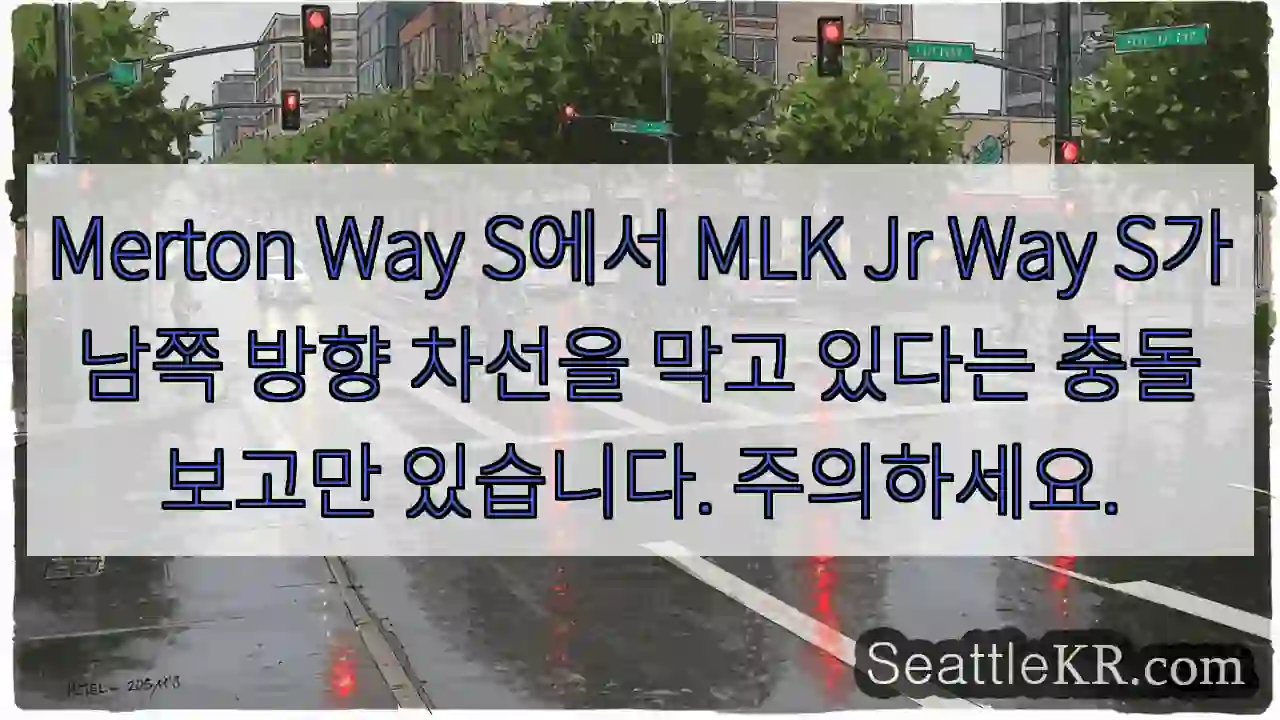 Merton Way S에서 MLK Jr Way S가 남쪽 방향 차선을 막고 있다는 충돌