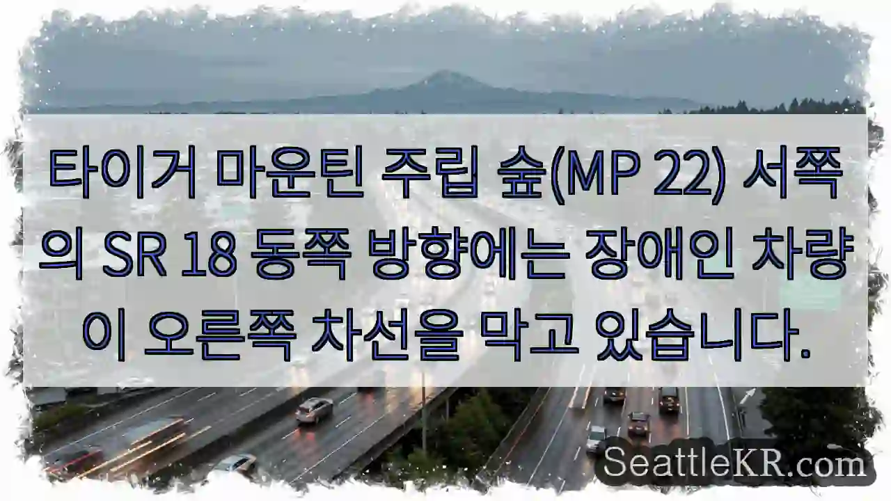 타이거 마운틴 주립 숲(MP 22) 서쪽의 SR 18 동쪽 방향에는 장애인 차량이 오른쪽