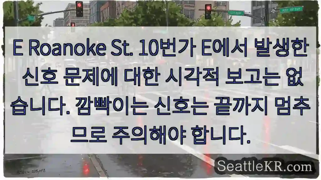 E Roanoke St. 10번가 E에서 발생한 신호 문제에 대한 시각적 보고는