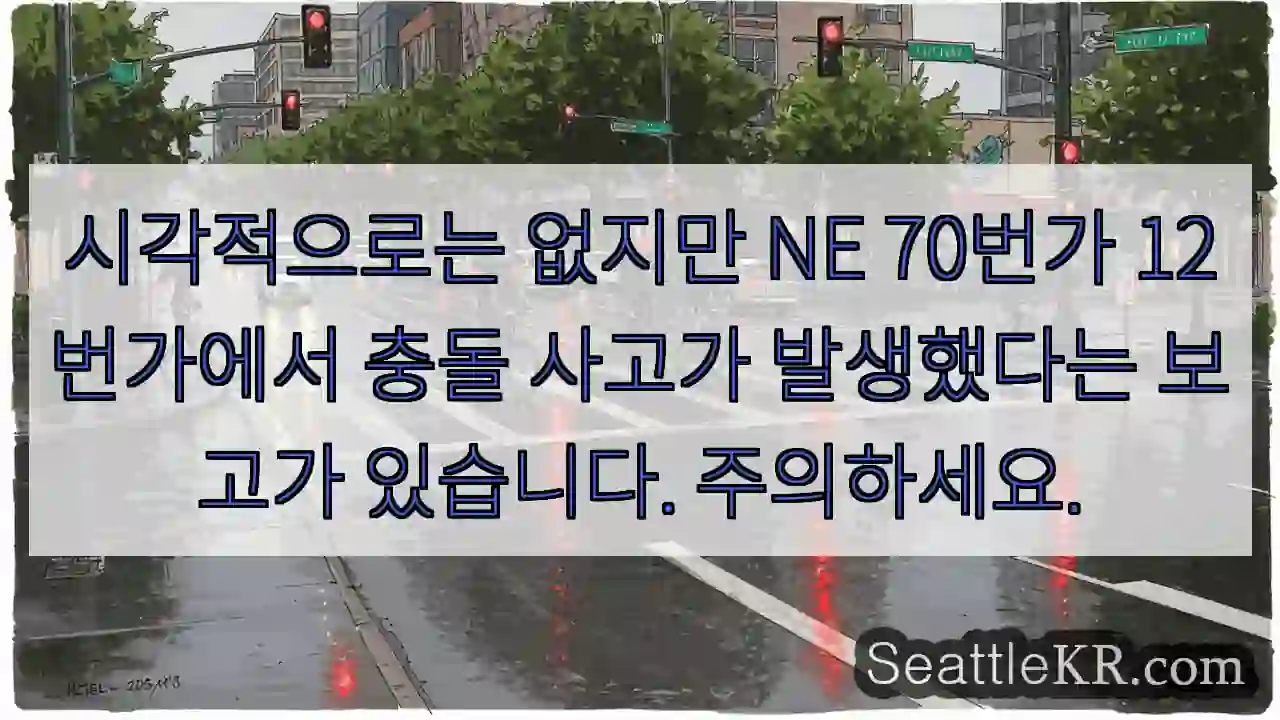 시각적으로는 없지만 NE 70번가 12번가에서 충돌 사고가 발생했다는 보고가 있습니다.