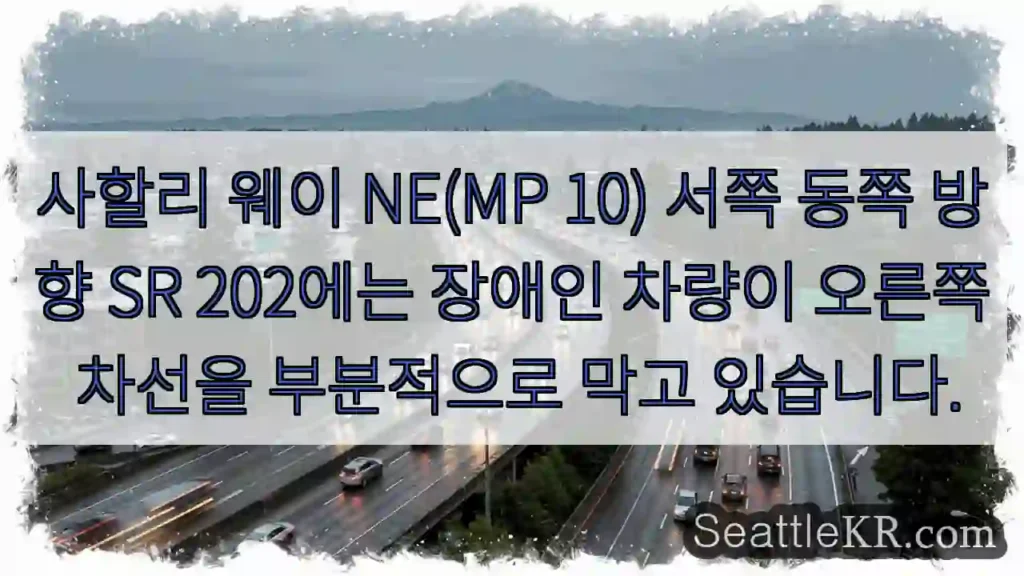 사할리 웨이 NE(MP 10) 서쪽 동쪽 방향 SR 202에는 장애인 차량이 오른쪽