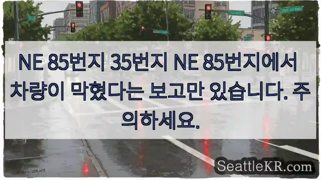 NE 85번지 35번지 NE 85번지에서 차량이 막혔다는 보고만 있습니다. 주의하세요.