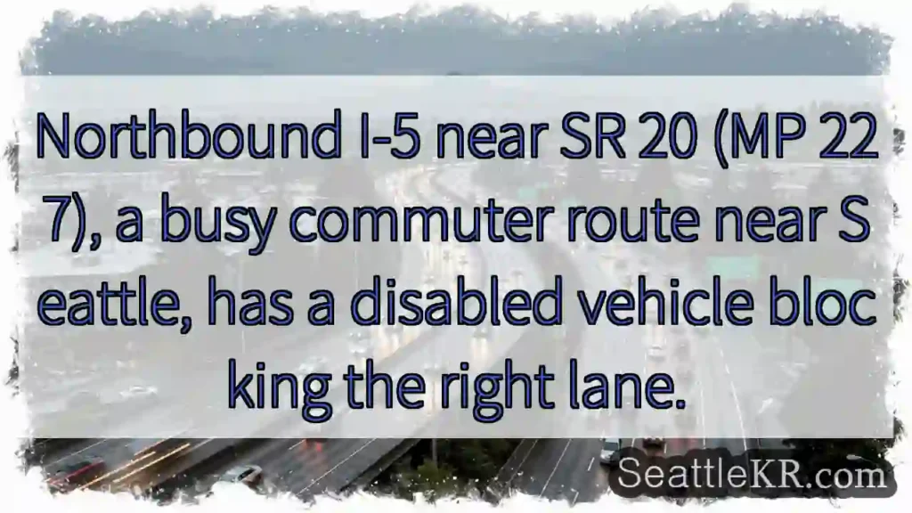 Right lane blocked northbound I-5 near Seattle.