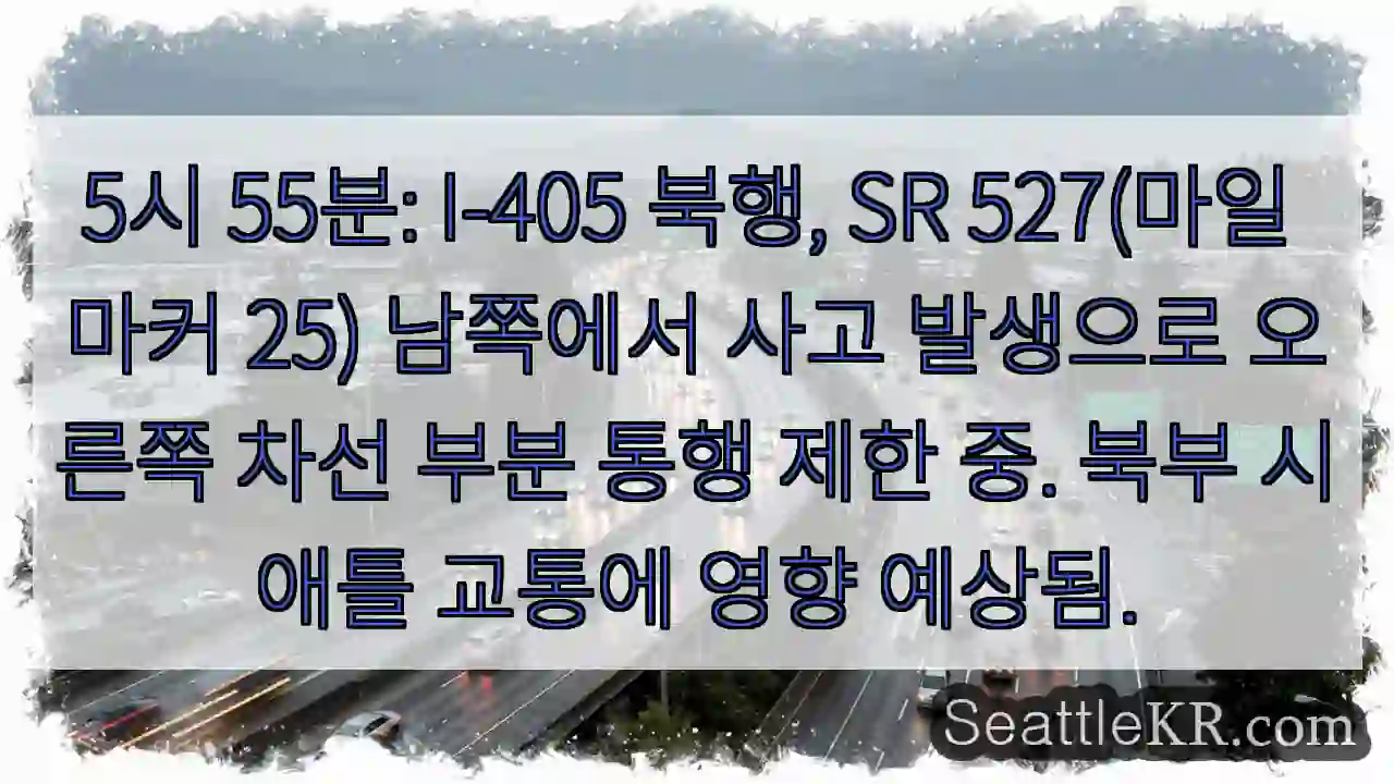 사고! 오른쪽 차선 통행 제한
