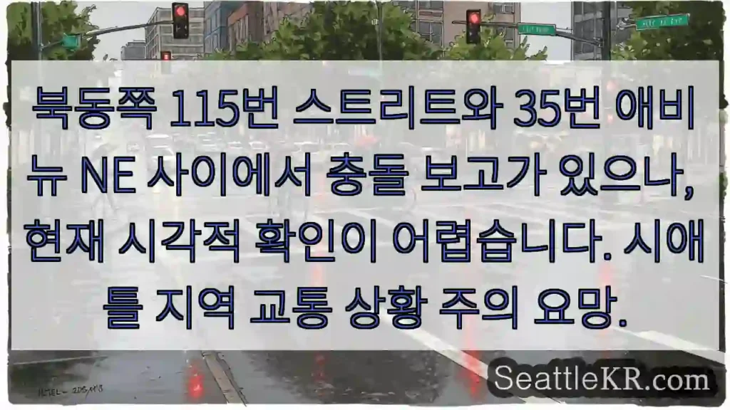 충돌 보고! 115번 스트리트와 35번 애비뉴 NE 주의