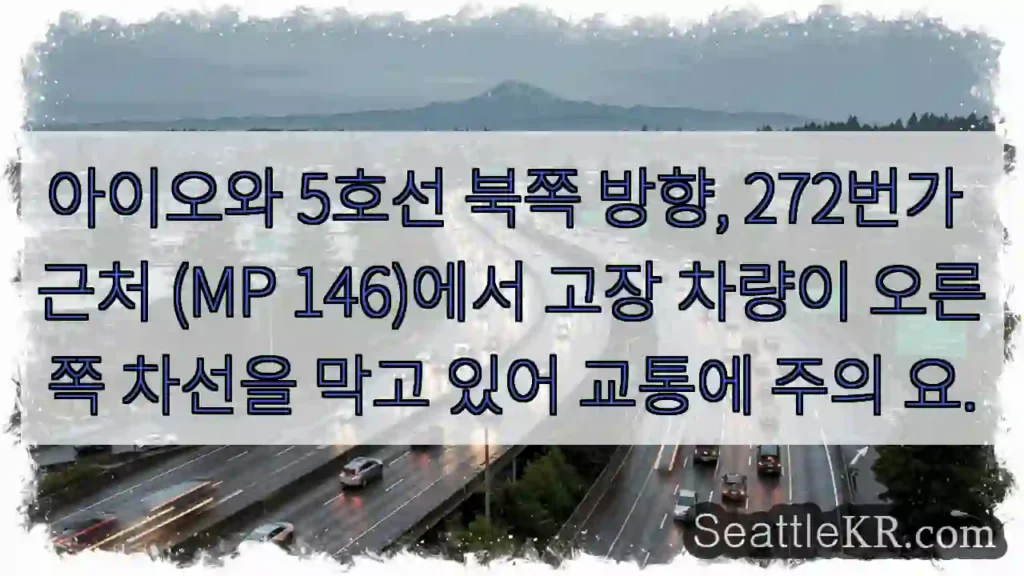 사고 차량! 우측 차선 주의