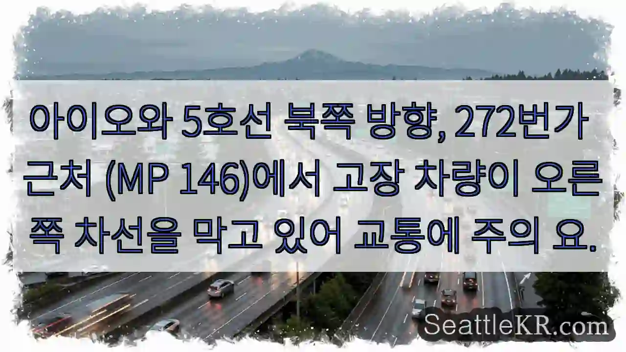 사고 차량! 우측 차선 주의