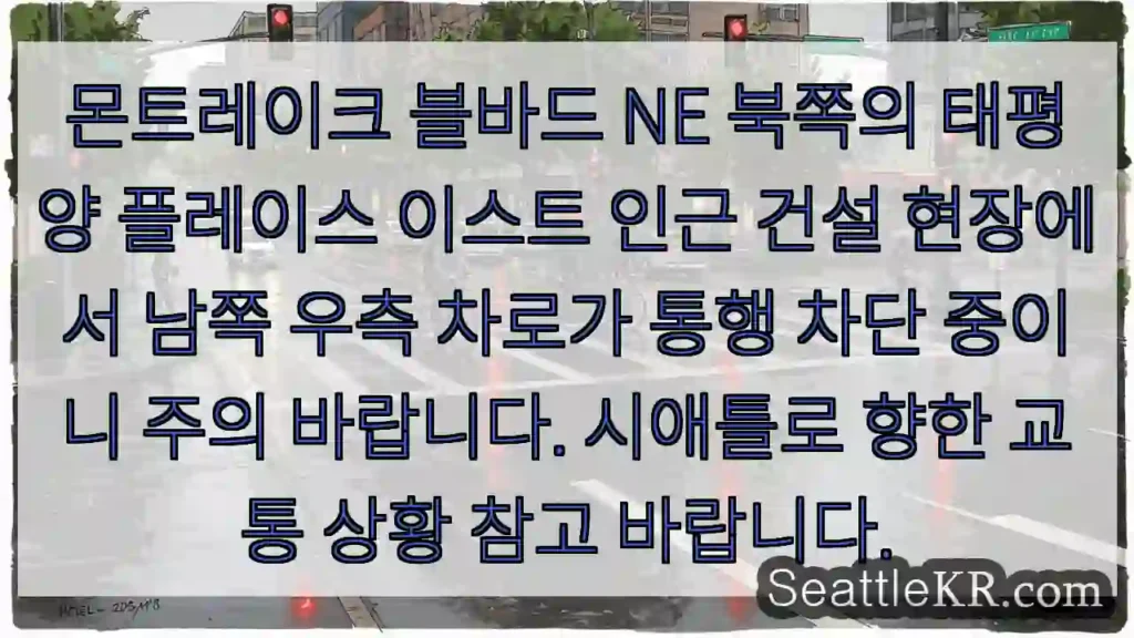 남쪽 차로 통행 차단! 주의!