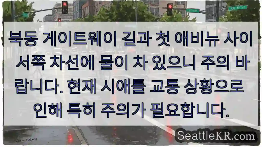 주의: 서쪽 차선 침수!