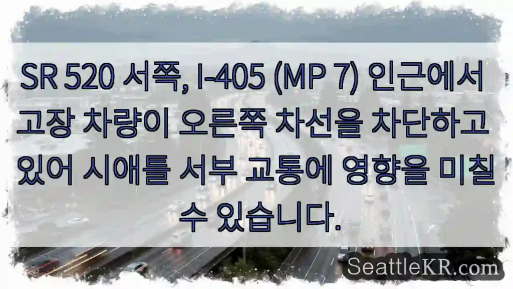 차량 고장! 오른쪽 차선 차단