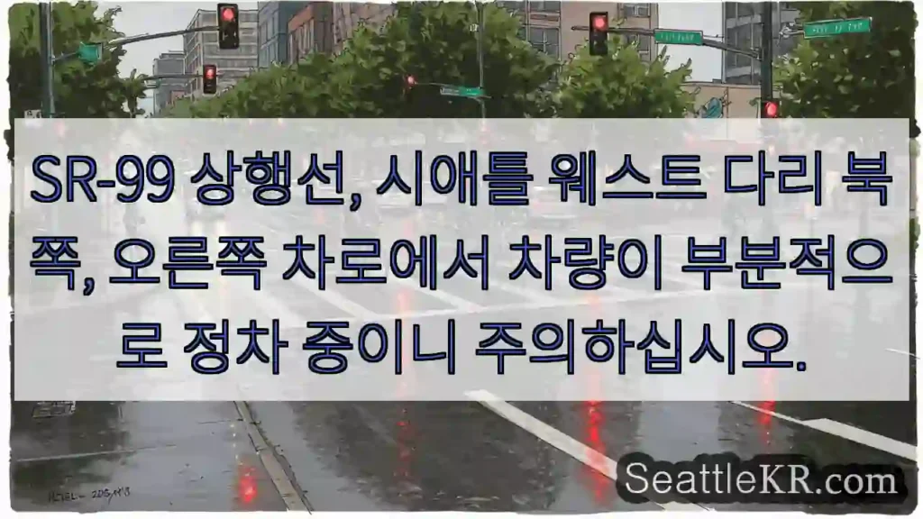 주의: 부분 정차 차량 오른쪽