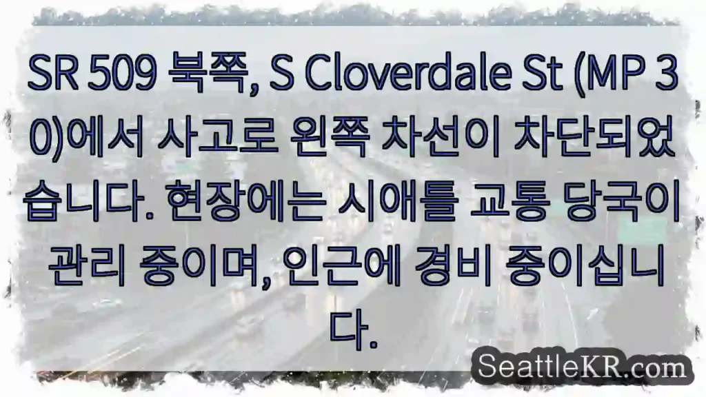 사고! 왼쪽 차선 차단