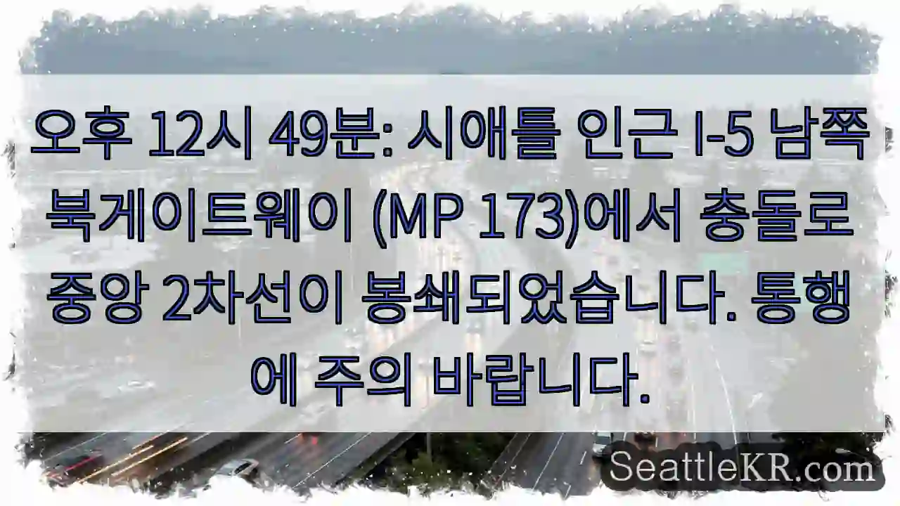 사고! 중앙 2차선 폐쇄