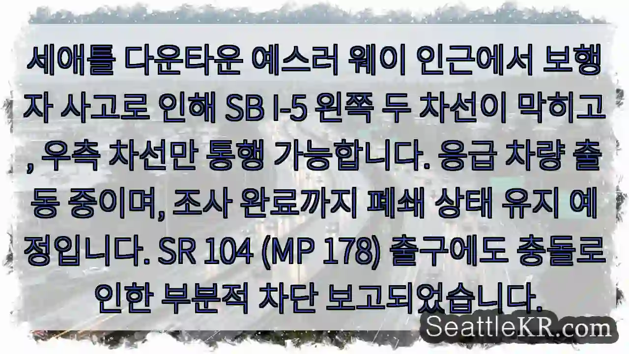 사고 구간, 왼쪽 차선 통행 불가