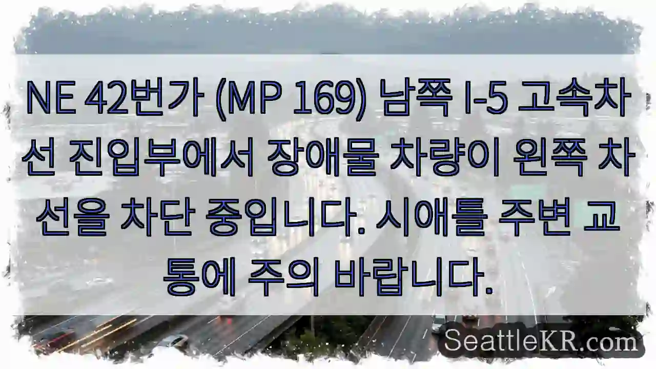 차량 왼쪽 차선 차단! 주의!