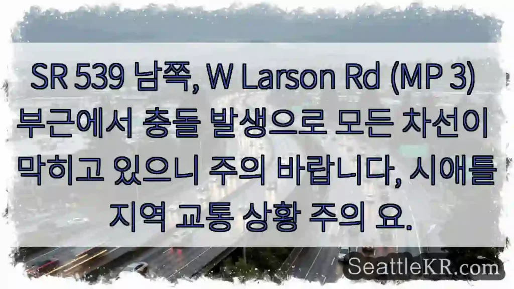 충돌! 남쪽 차선 막힘 주의