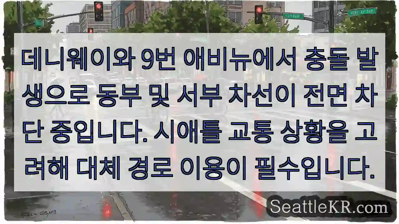 데니웨이 9번 충돌! 차선 차단