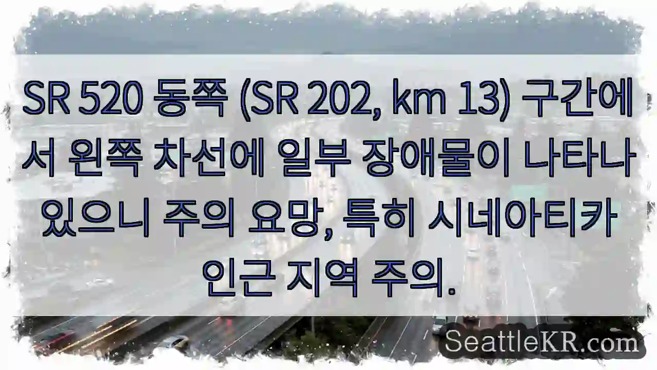 주의: 차선 왼쪽 장애물