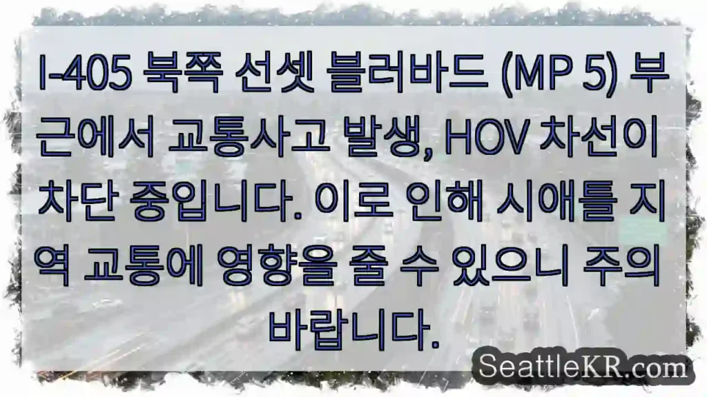 사고! HOV 차선 차단 중