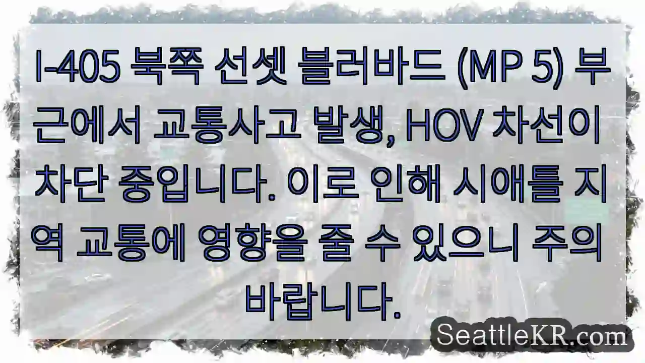 사고! HOV 차선 차단 중