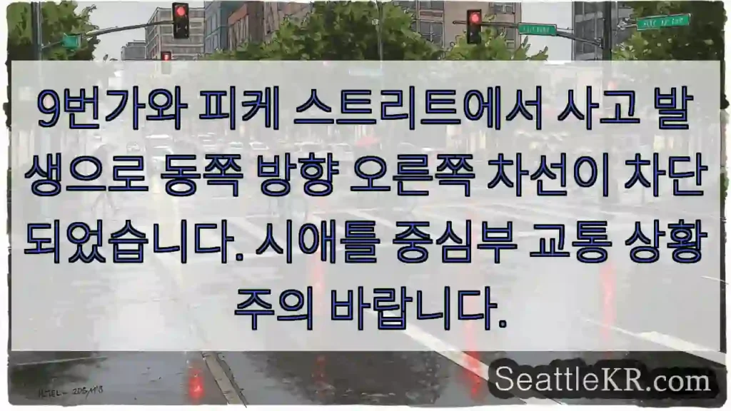 9번가 교통 체증! 오른쪽 차선 차단