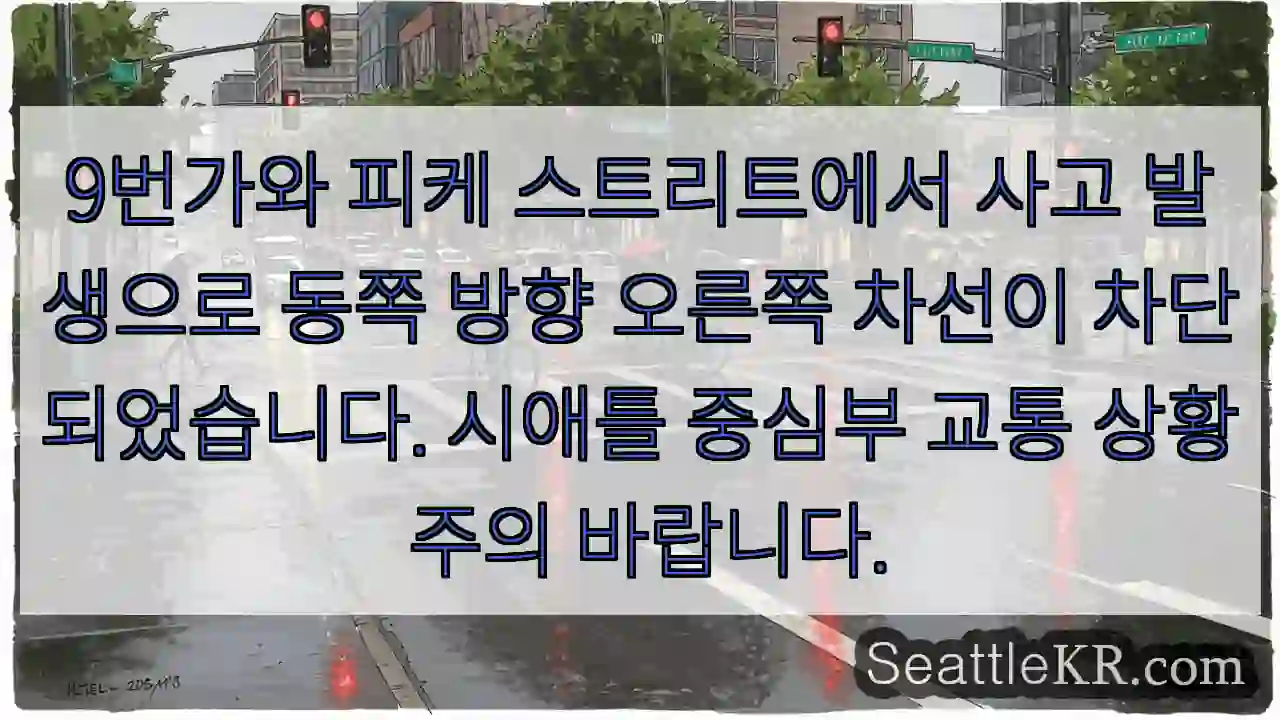 9번가 교통 체증! 오른쪽 차선 차단