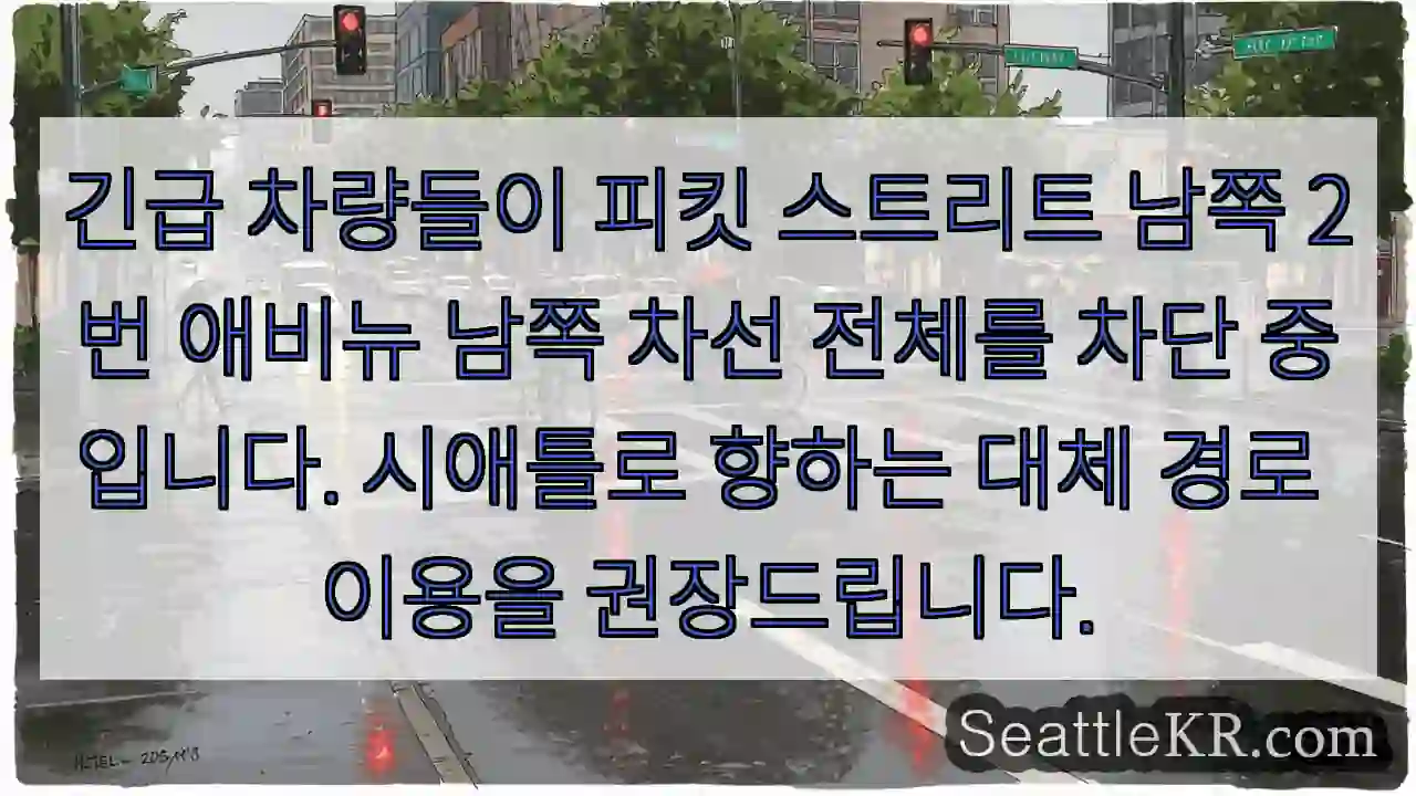 긴급 차량 통행 중! 대체 경로 이용