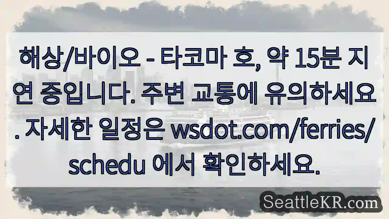 타코마 호 지연 중! 🚨