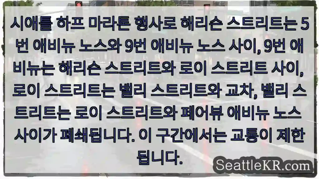 하프 마라톤 구간, 통행 주의!