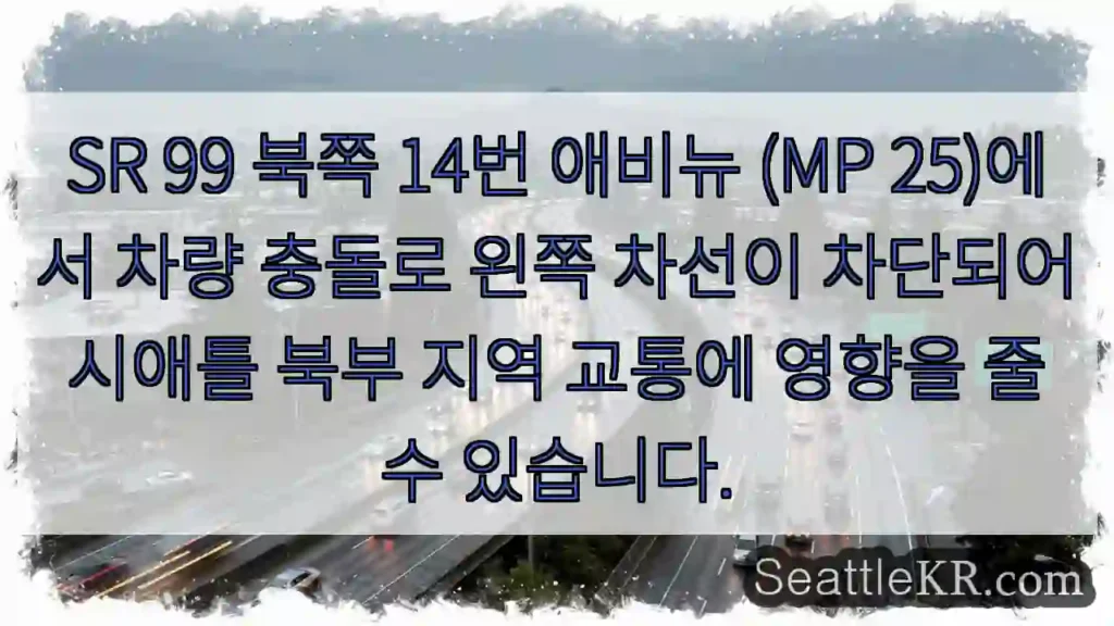 사고! 14번 애비뉴 왼쪽 차선 막힘