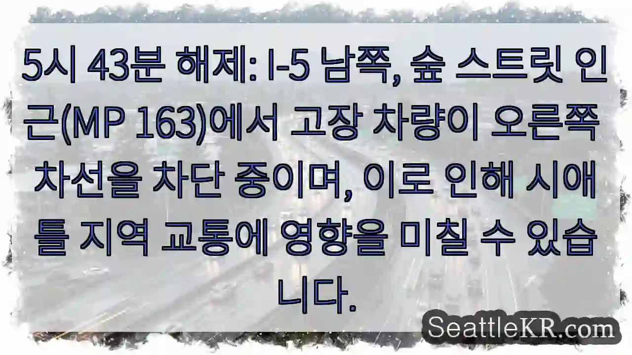 고장차 오른쪽 차선 차단!