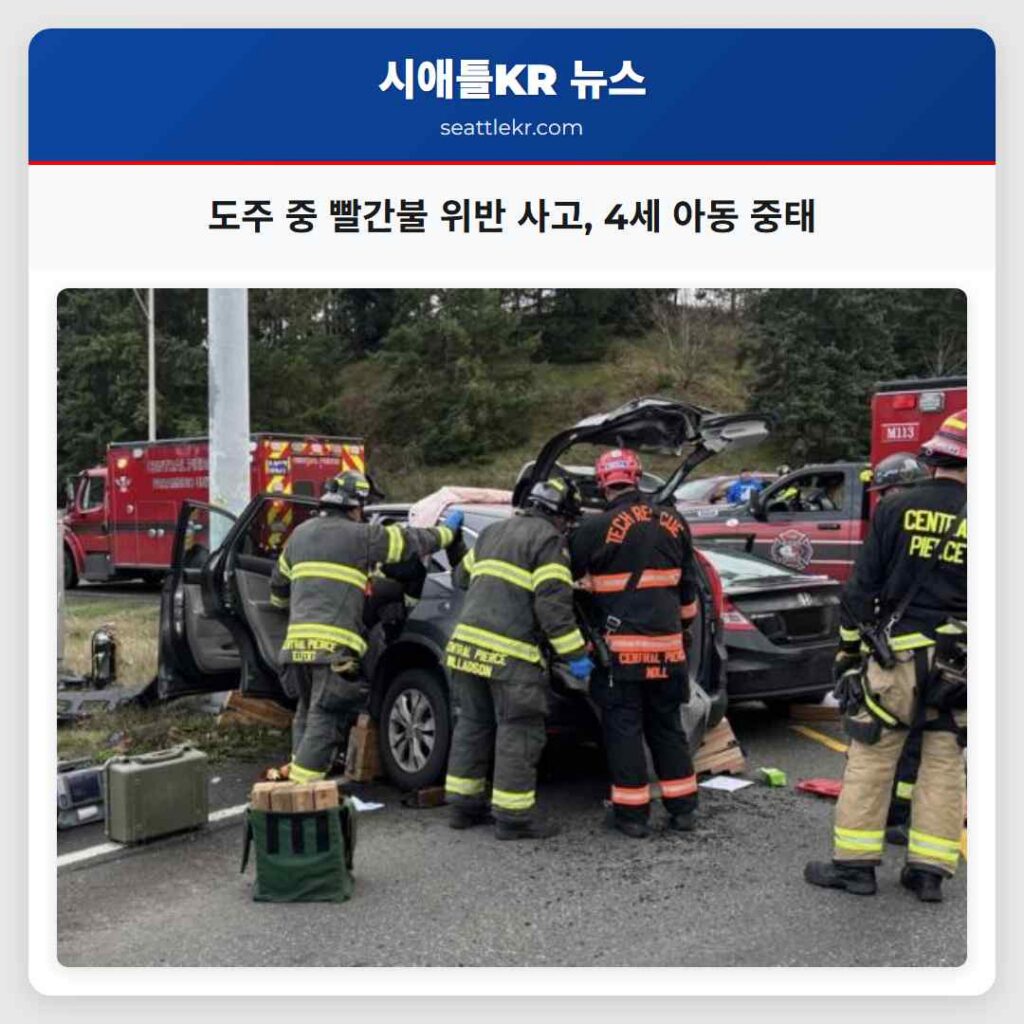 도주 중 빨간불 위반 사고, 4세 아동 중태