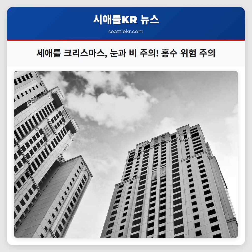 세애틀 크리스마스, 눈과 비 주의! 홍수 위험 주의