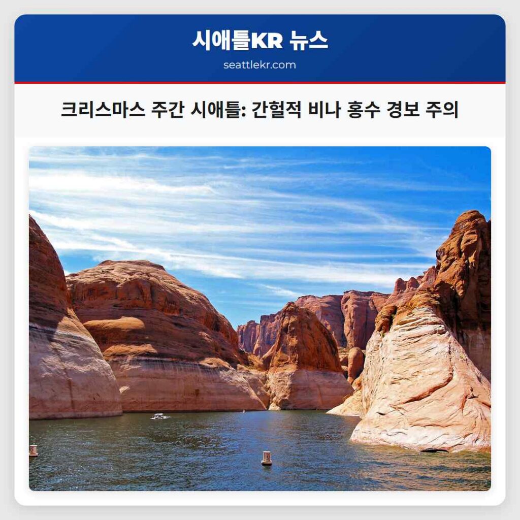 크리스마스 주간 시애틀: 간헐적 비나 홍수 경보 주의