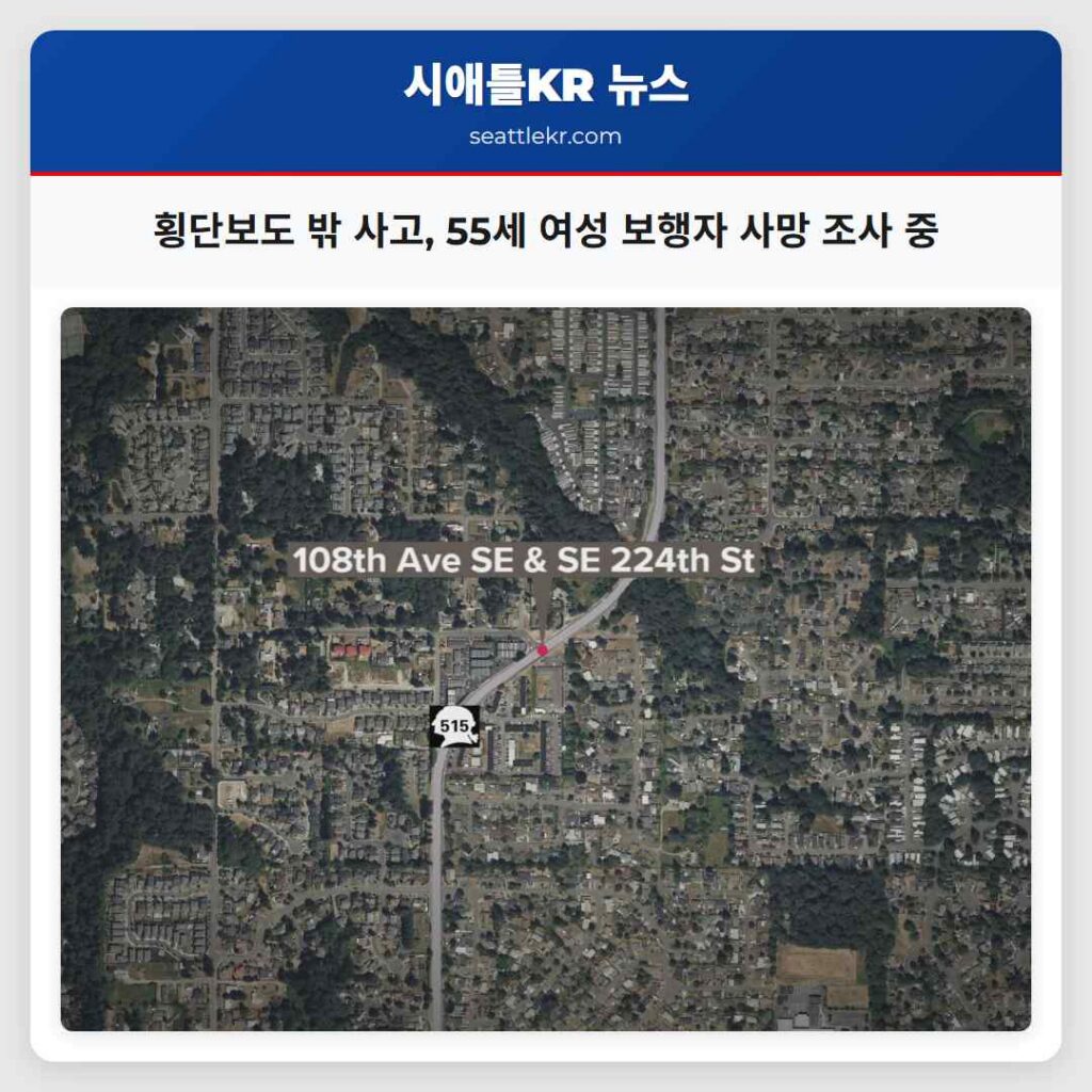 횡단보도 밖 사고, 55세 여성 보행자 사망 조사 중