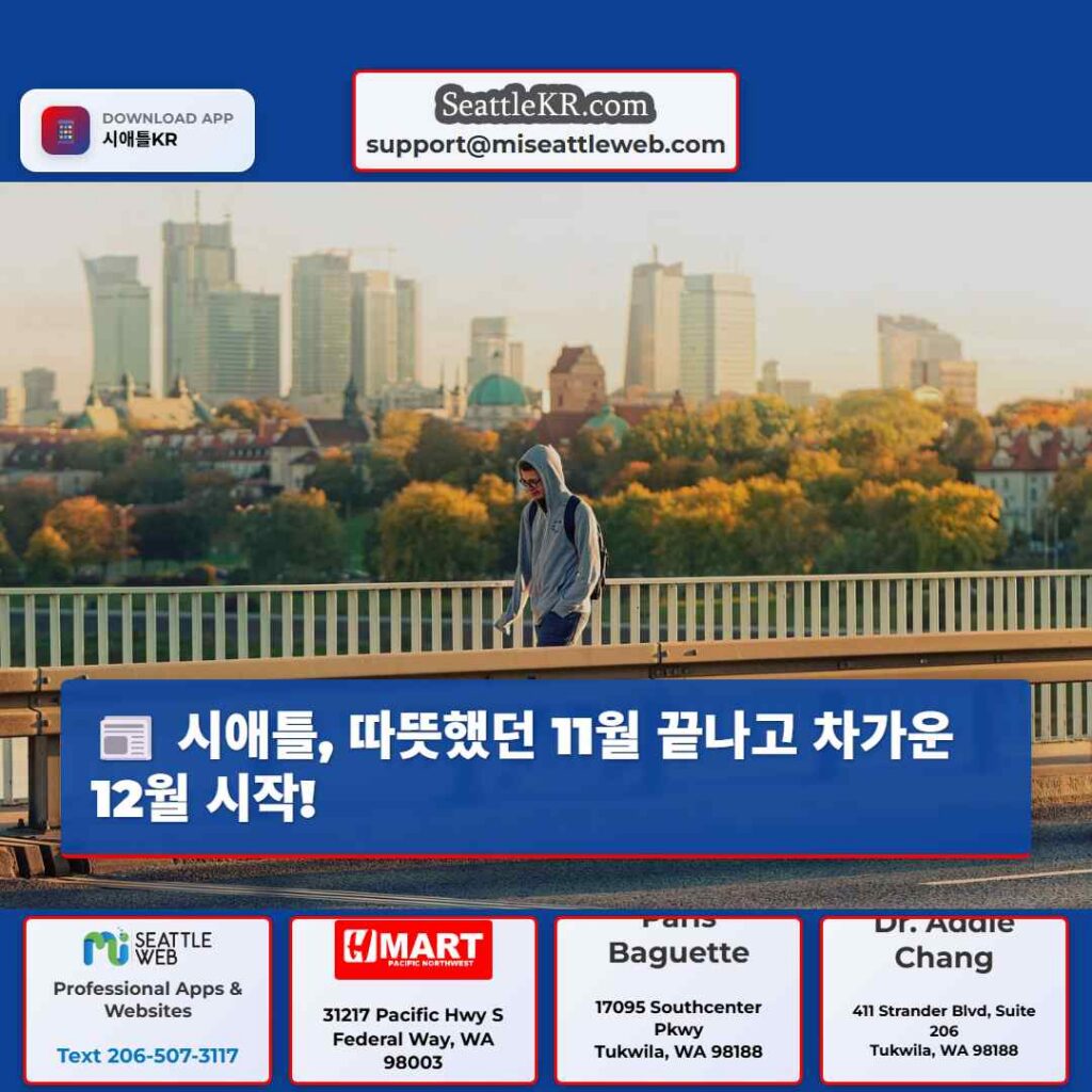시애틀, 따뜻했던 11월 끝나고 차가운 12월 시작!
